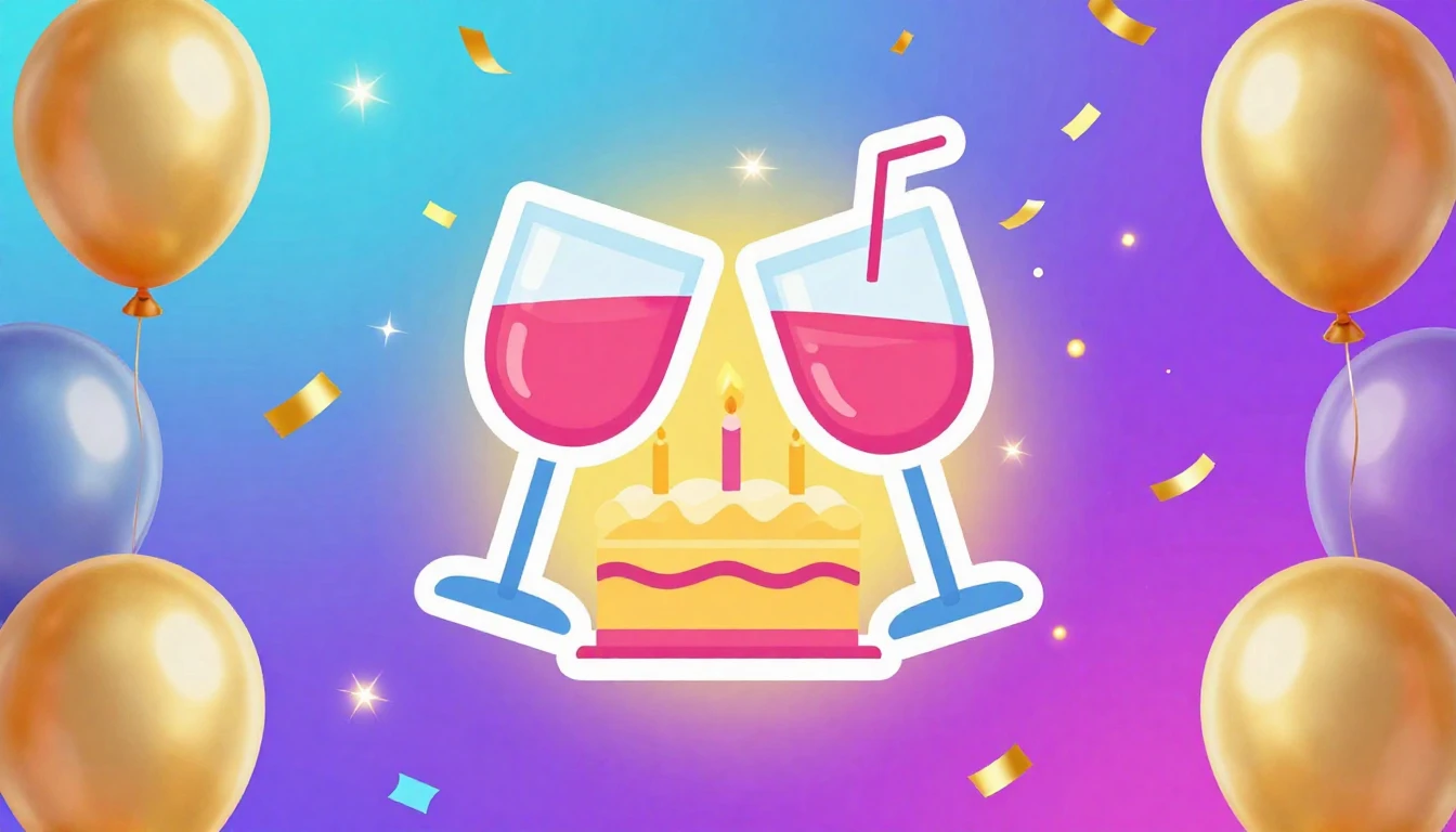 A vibrant and festive digital art illustration for a birthda...