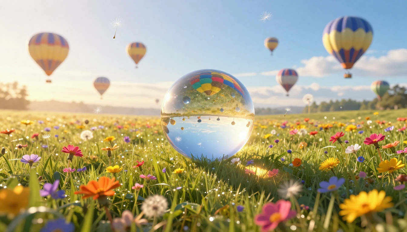 A vibrant and sprawling meadow filled with a kaleidoscope of...