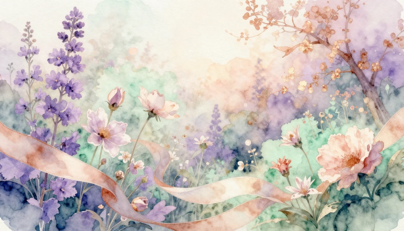 A beautiful watercolor painting of a blooming garden with so...