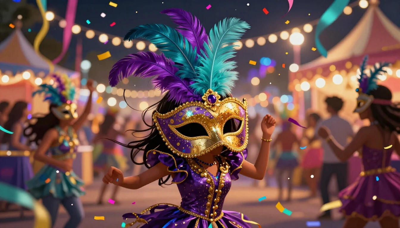 A vibrant and explosive digital illustration of a carnival c...