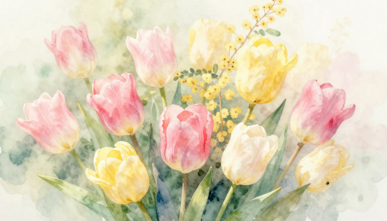 A beautiful and delicate watercolor painting of blooming spr...