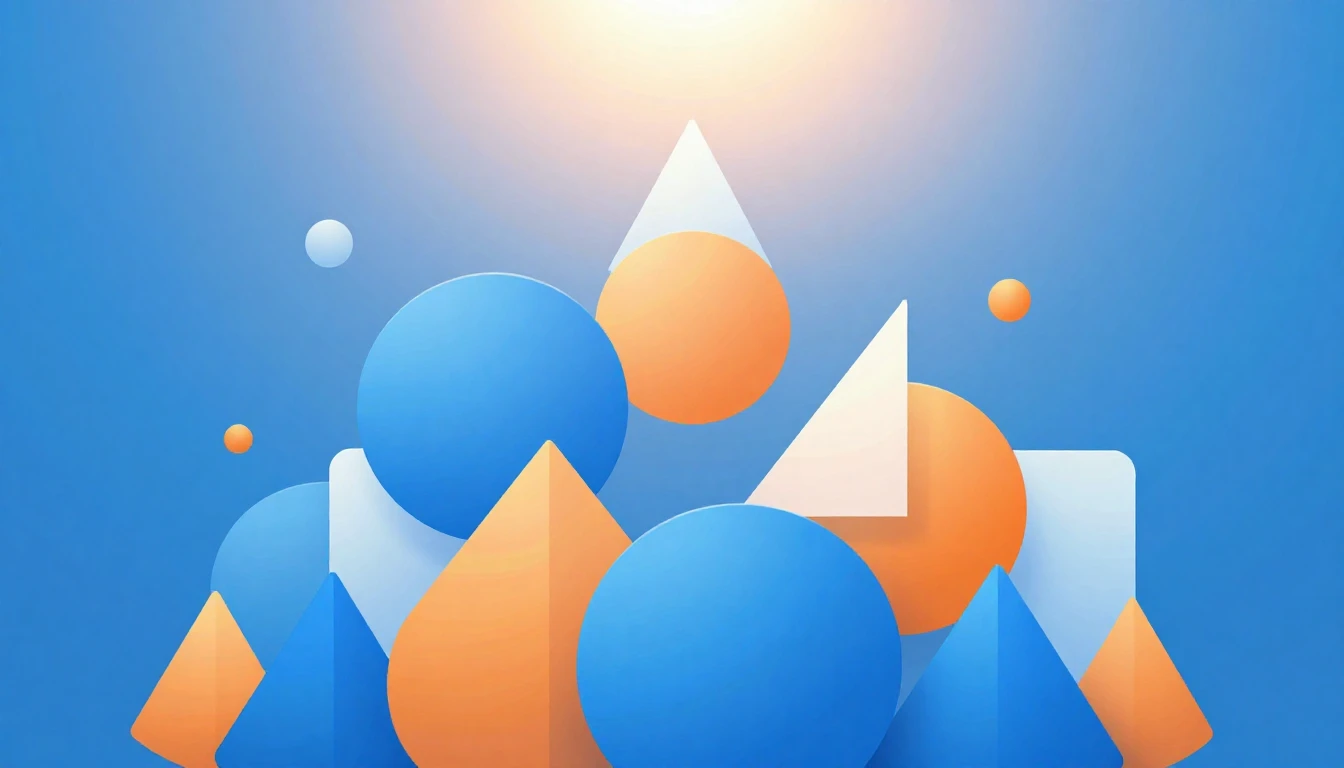 A vibrant and clean composition featuring abstract geometric...