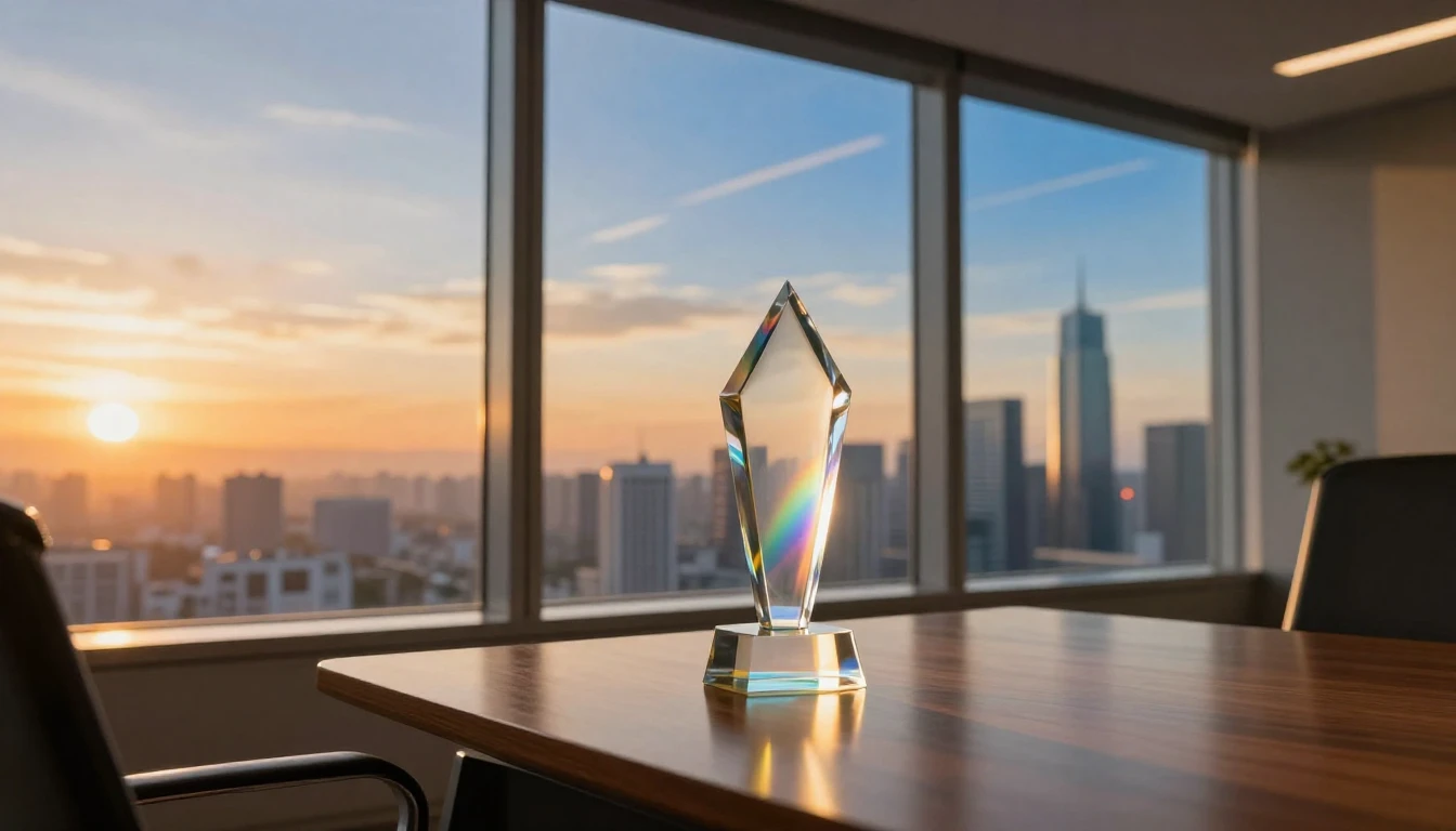 A breathtaking view from a high-rise office window overlooki...