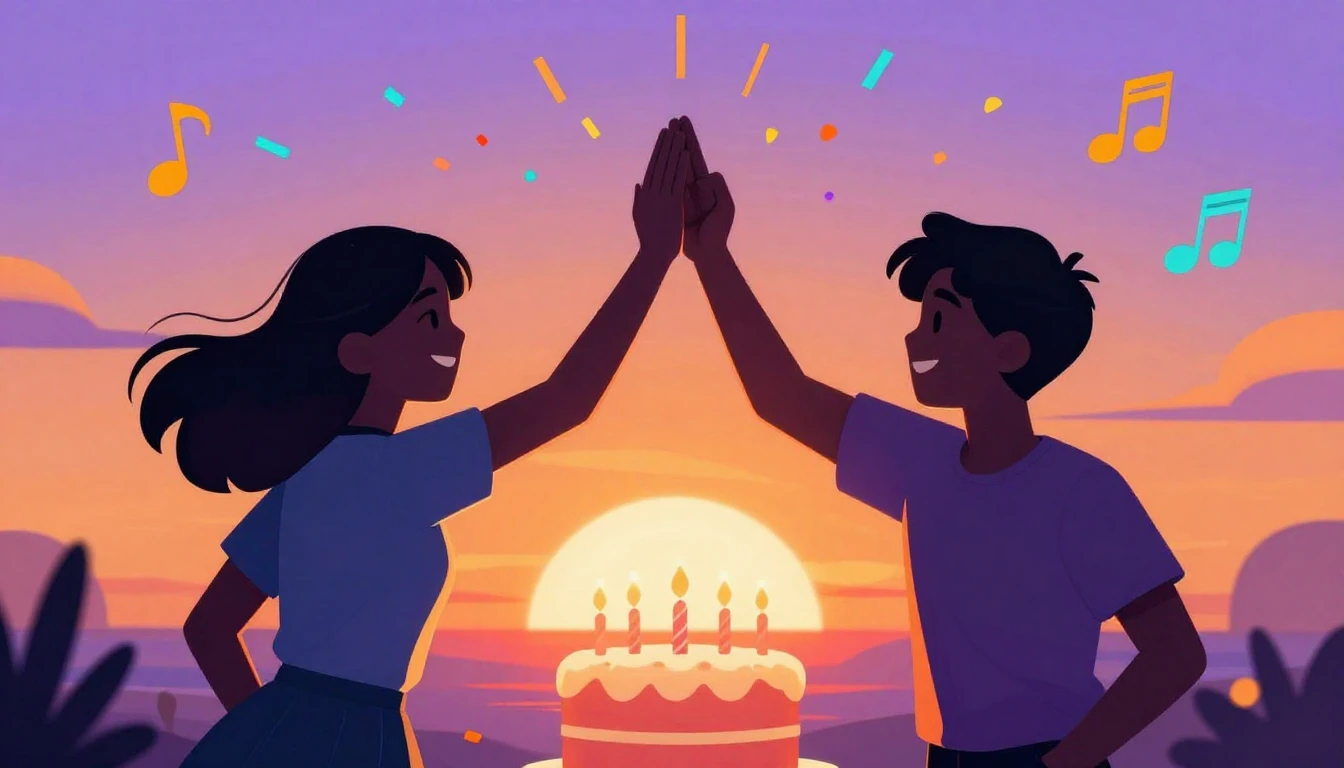 A vibrant and energetic digital illustration symbolizing fri...