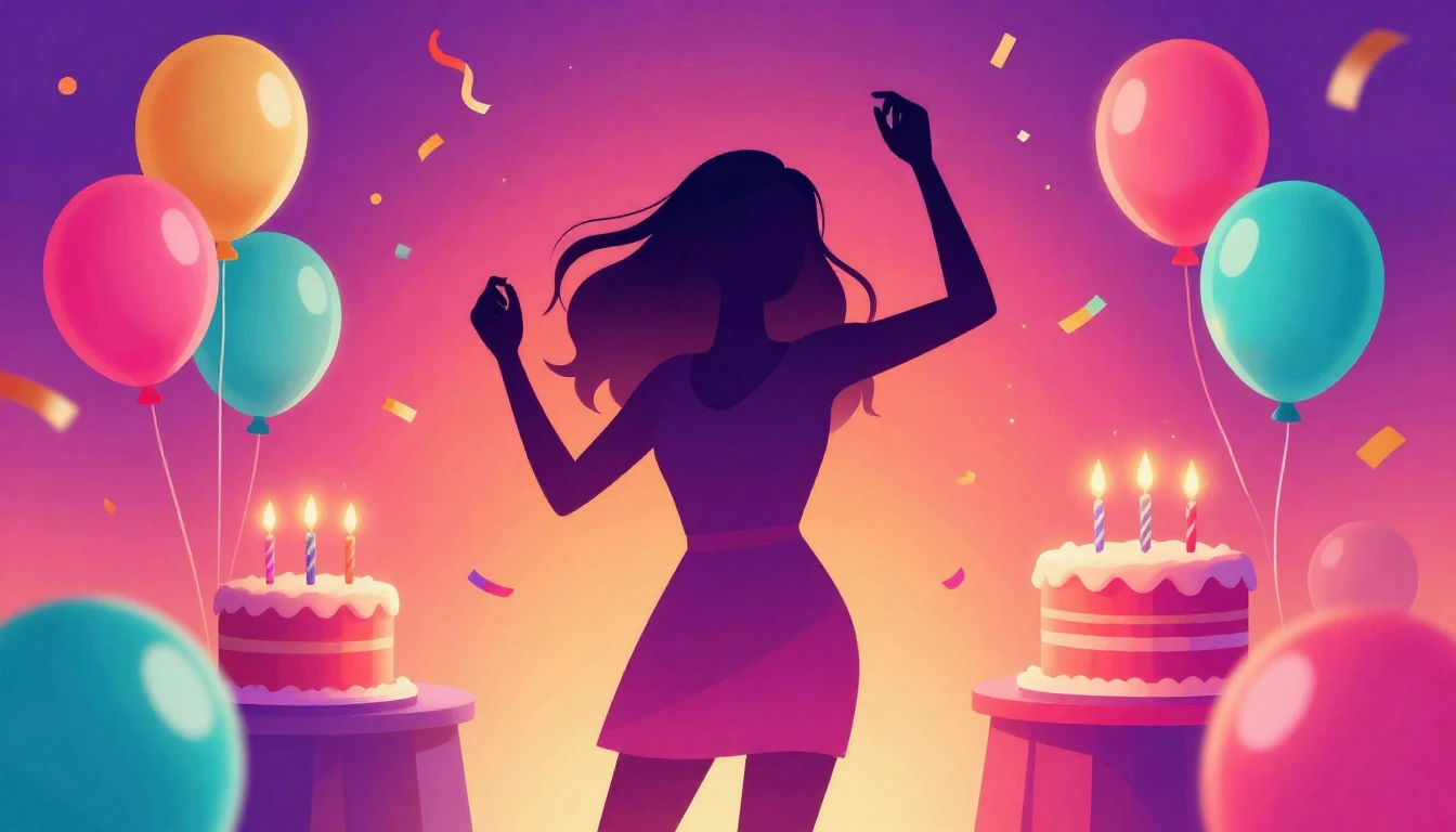 A vibrant and festive scene featuring a stylized illustratio...