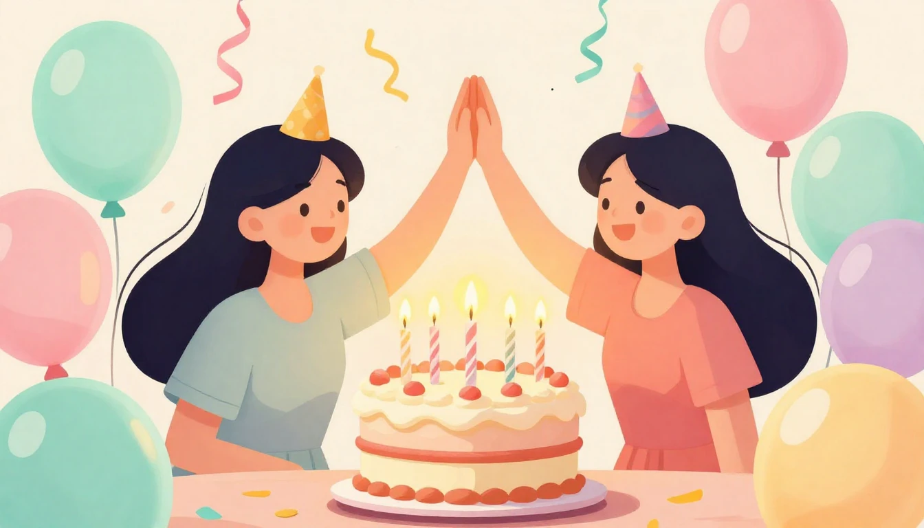 A vibrant and joyful digital art illustration representing a...