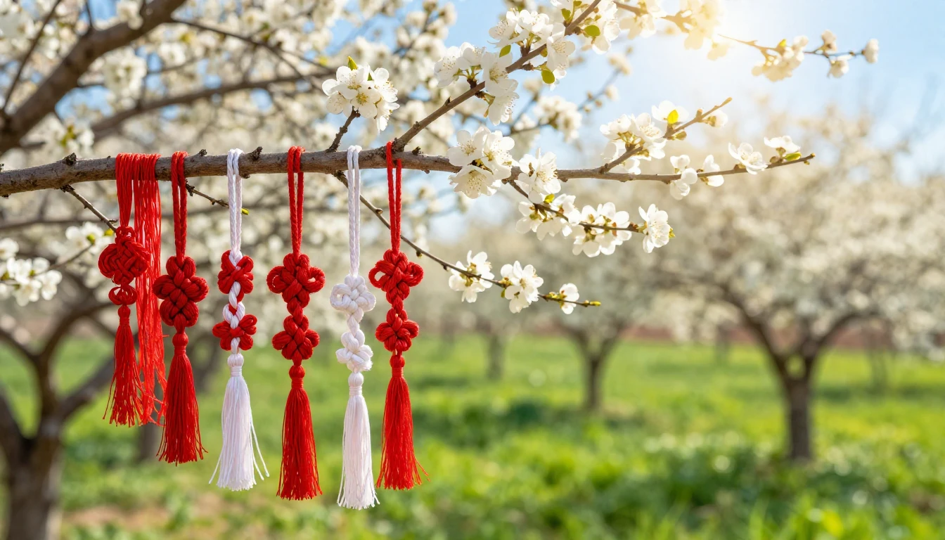 A vibrant spring landscape featuring a blooming tree with de...