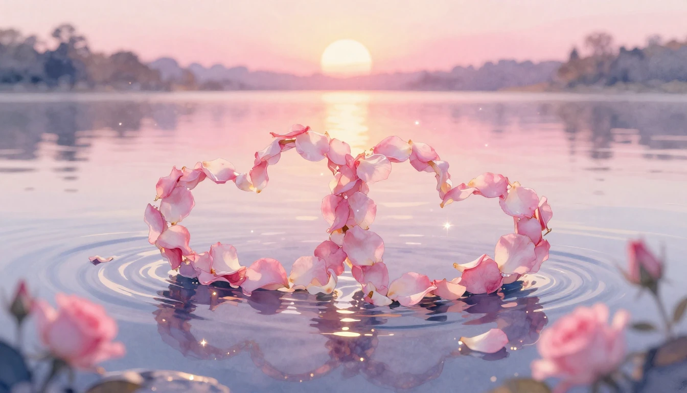 A soft watercolor painting of two intertwined hearts made of...