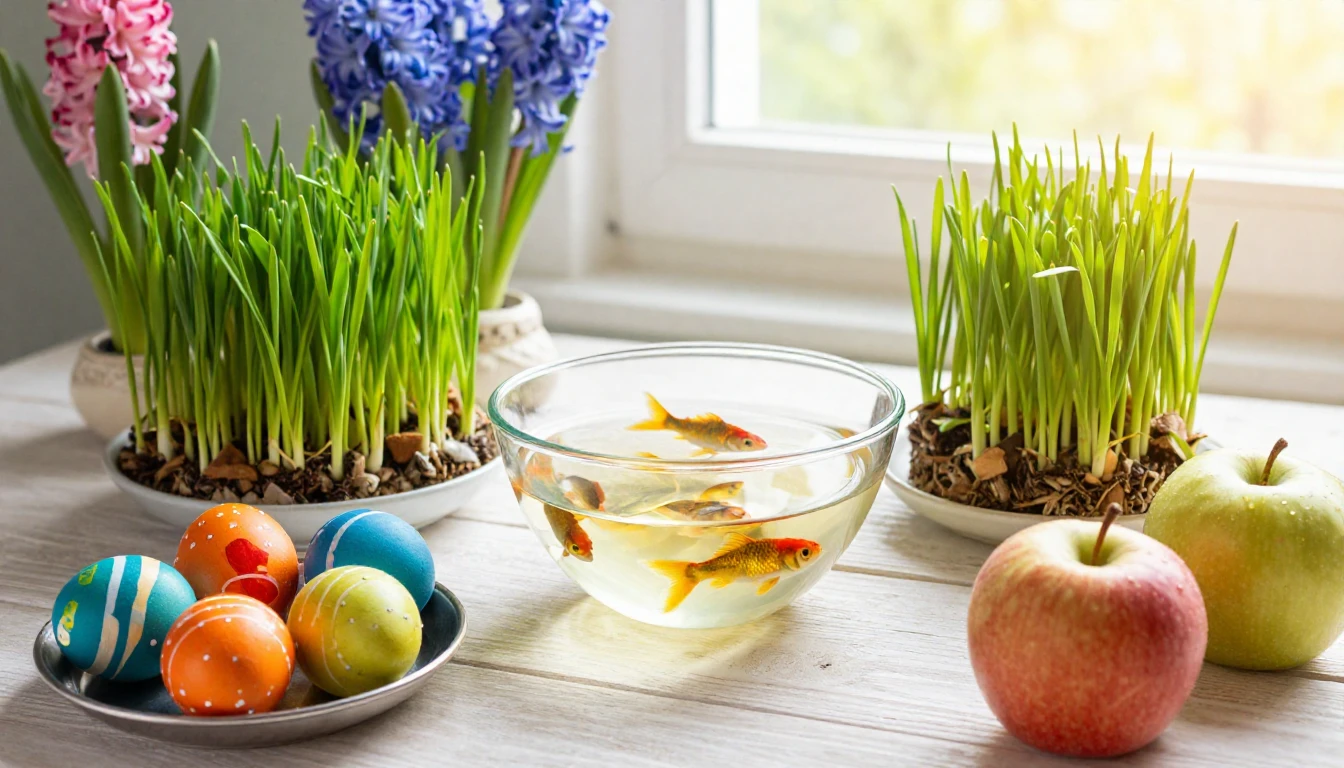 A beautiful and festive Haft-Sin table set for Persian New Y...