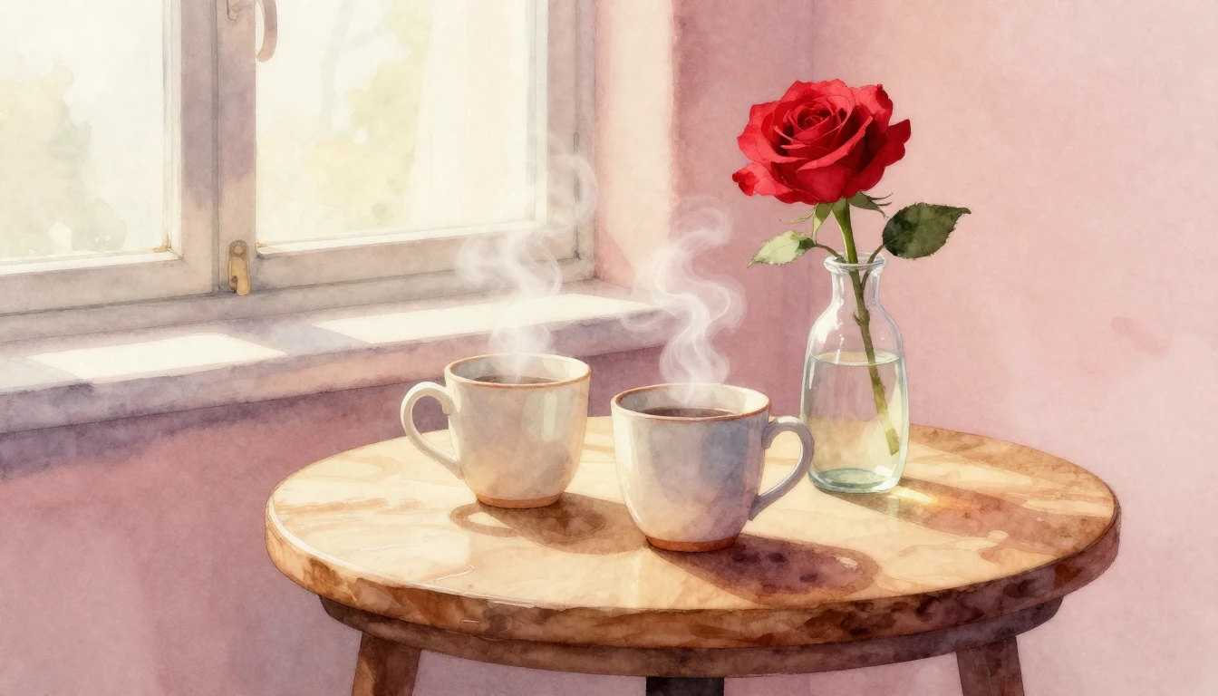 A soft and dreamy watercolor illustration of a cozy indoor s...