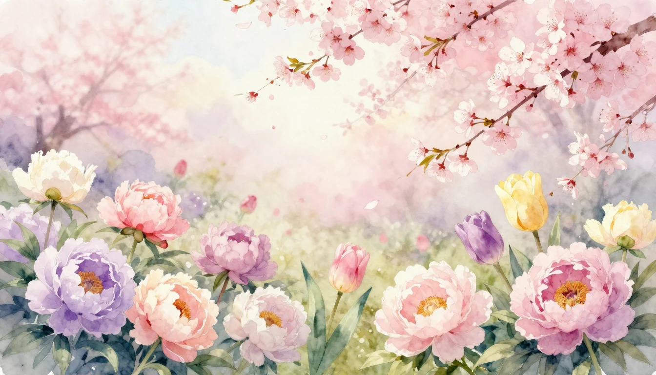 A beautiful and delicate watercolor painting of a blooming g...