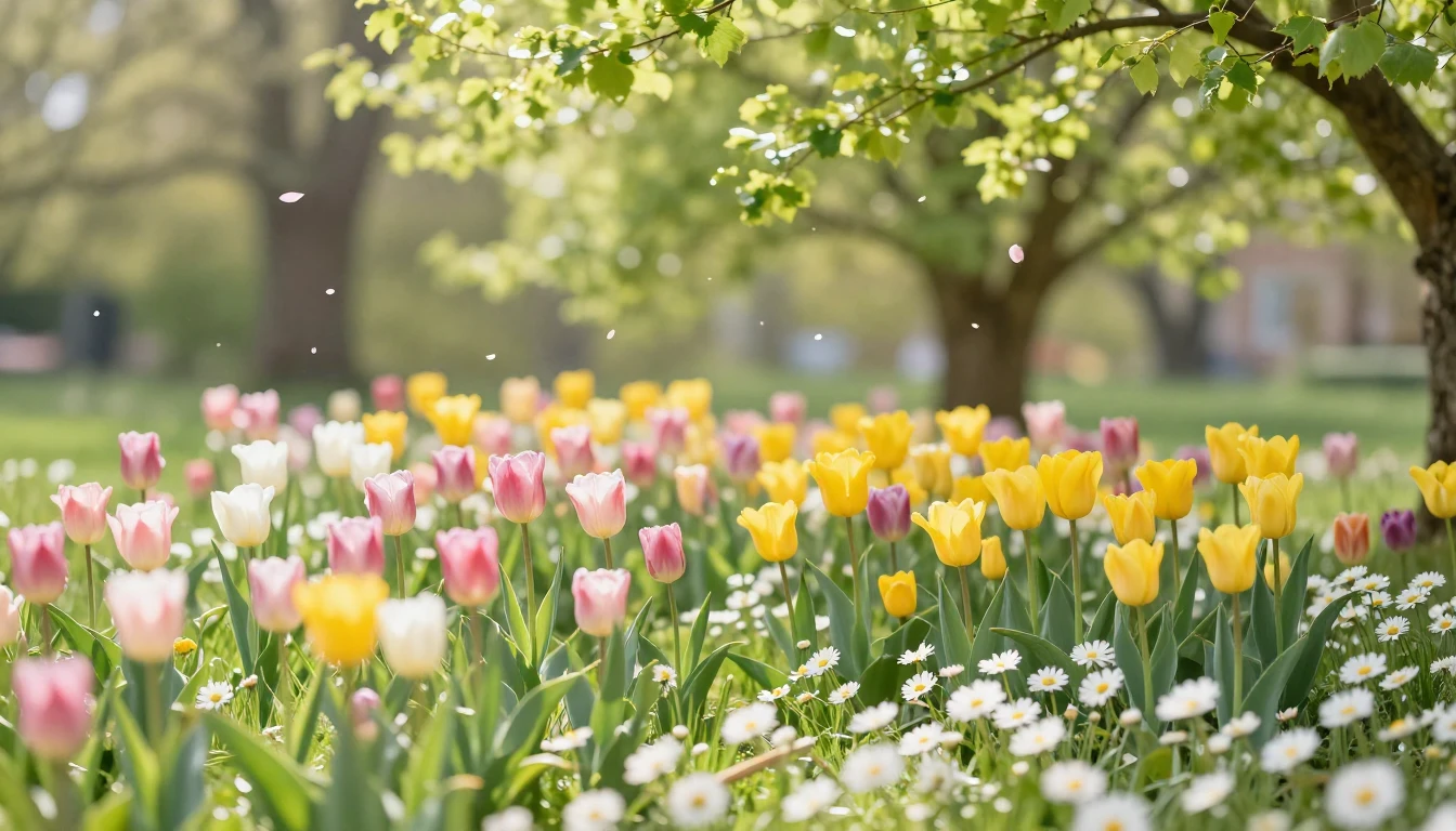 A breathtaking wide-angle view of a lush meadow overflowing ...