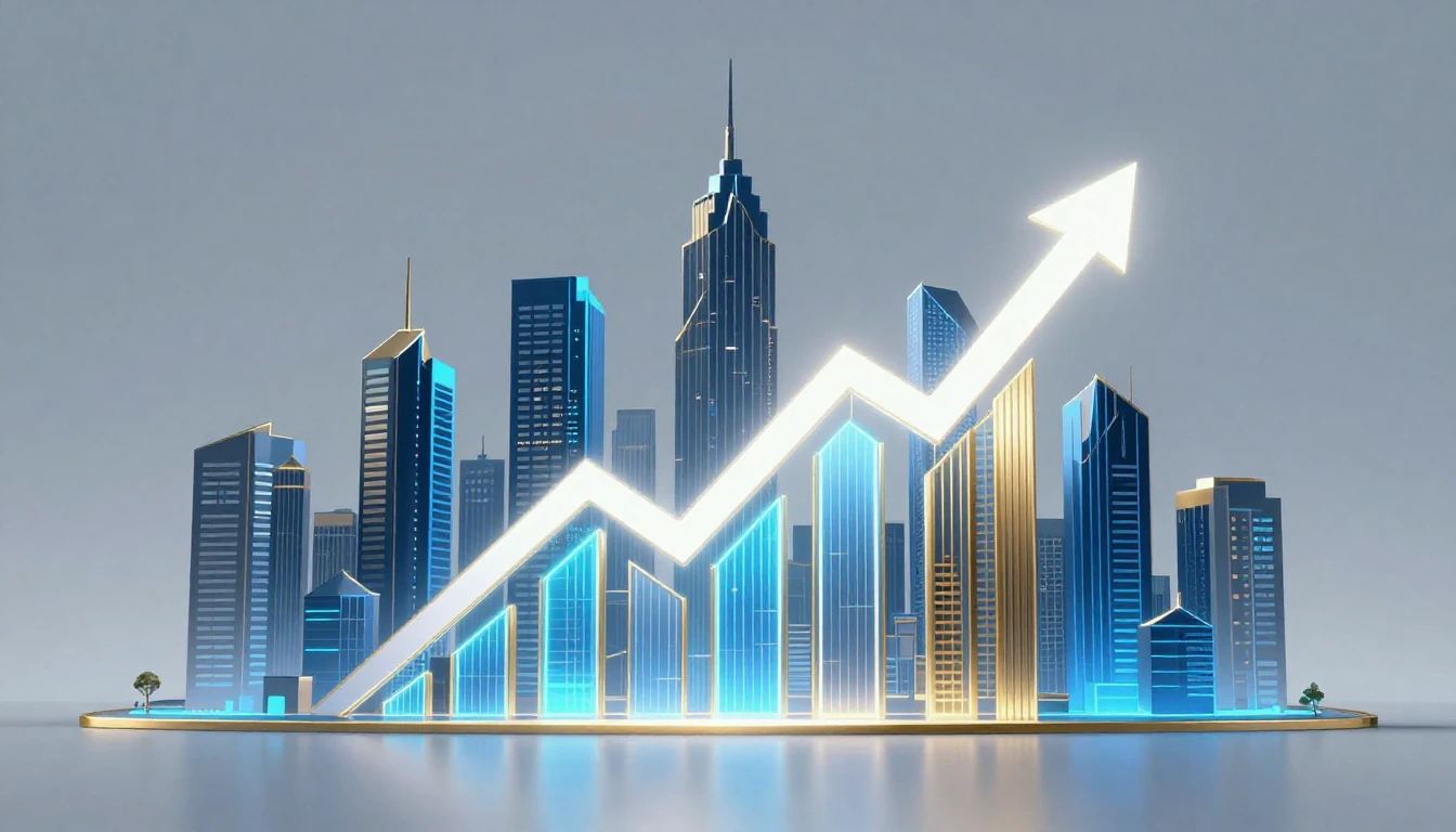 A sleek, modern digital illustration representing business g...