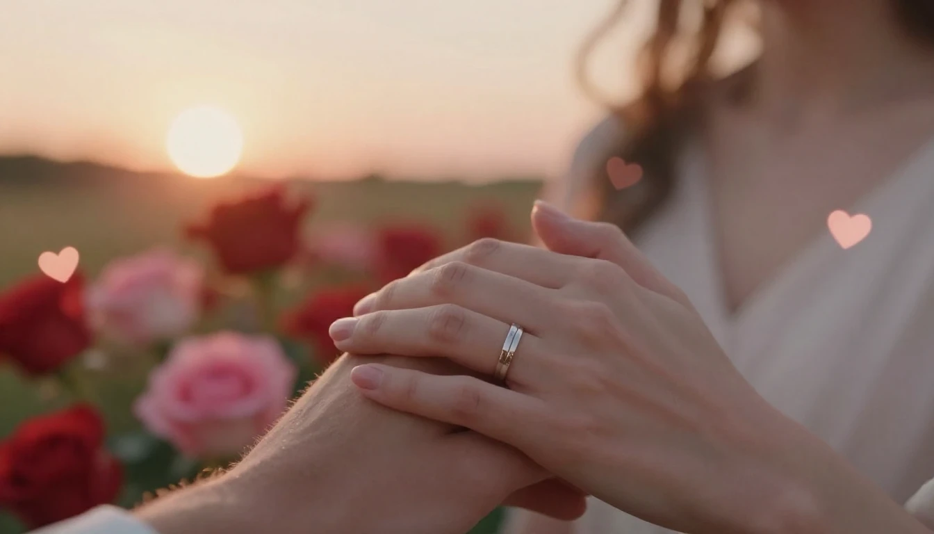 A romantic and atmospheric illustration featuring a close-up...