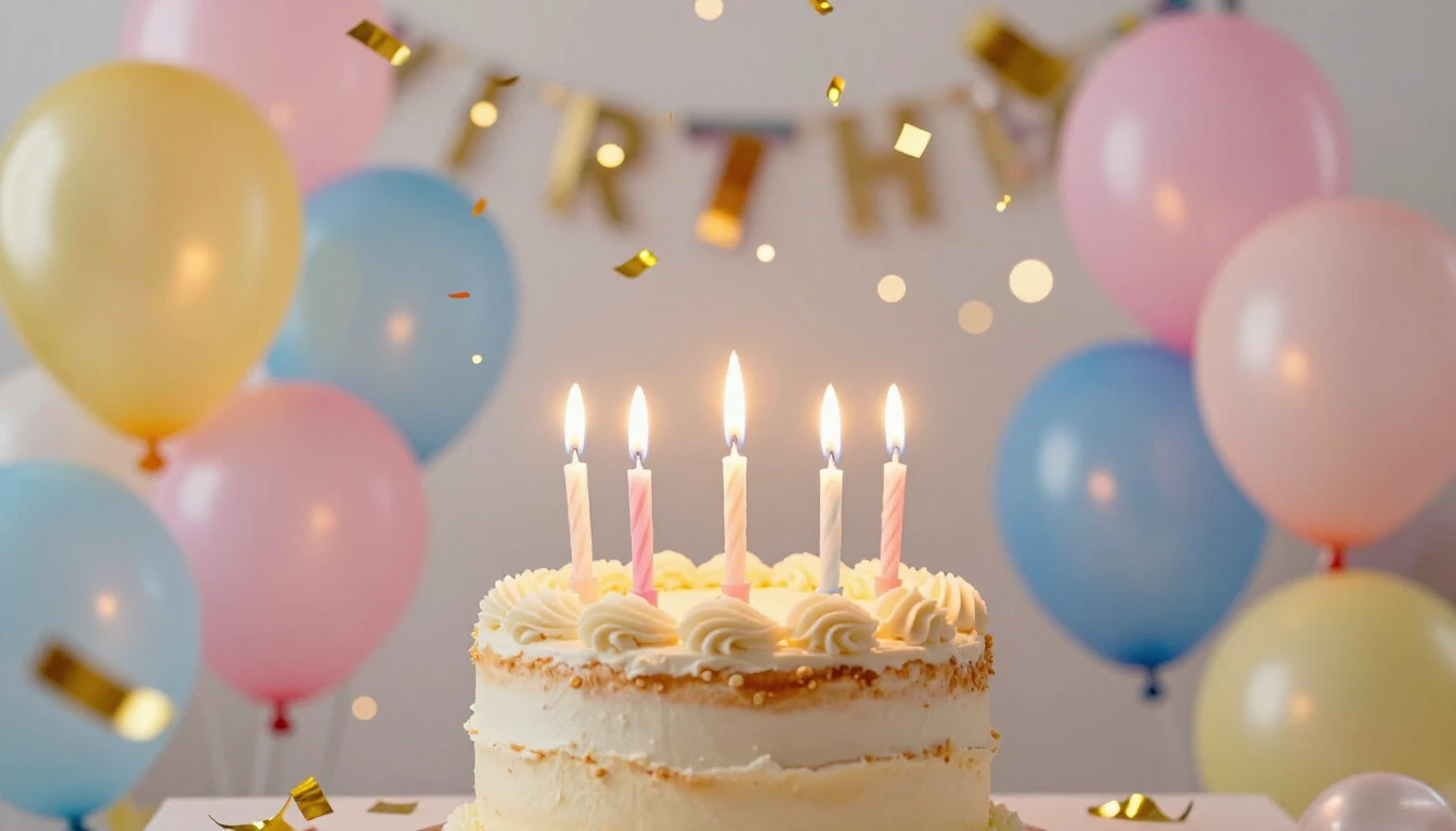 A vibrant and festive birthday celebration scene, centered a...