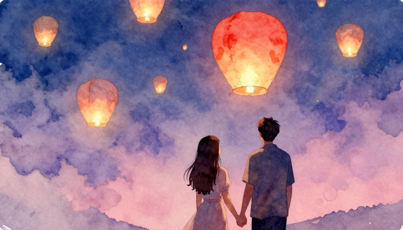 A beautiful watercolor painting capturing a tender moment. I...