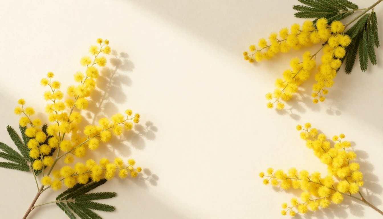 A beautiful and delicate composition of yellow mimosa flower...