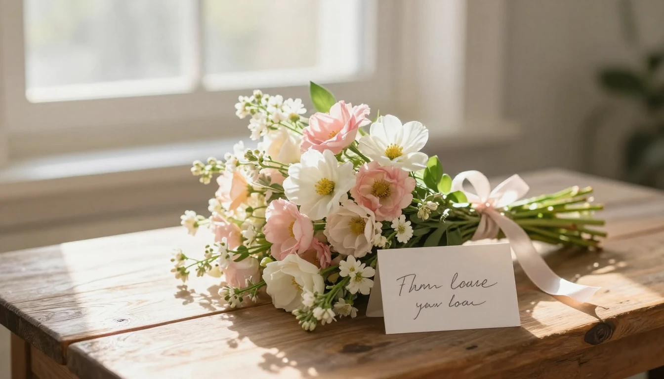 A beautiful, heartwarming scene of a glowing bouquet of spri...