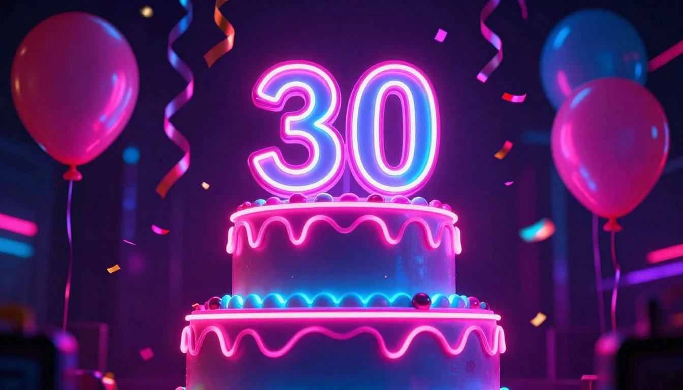 A vibrant and electric party scene centered around a large, ...