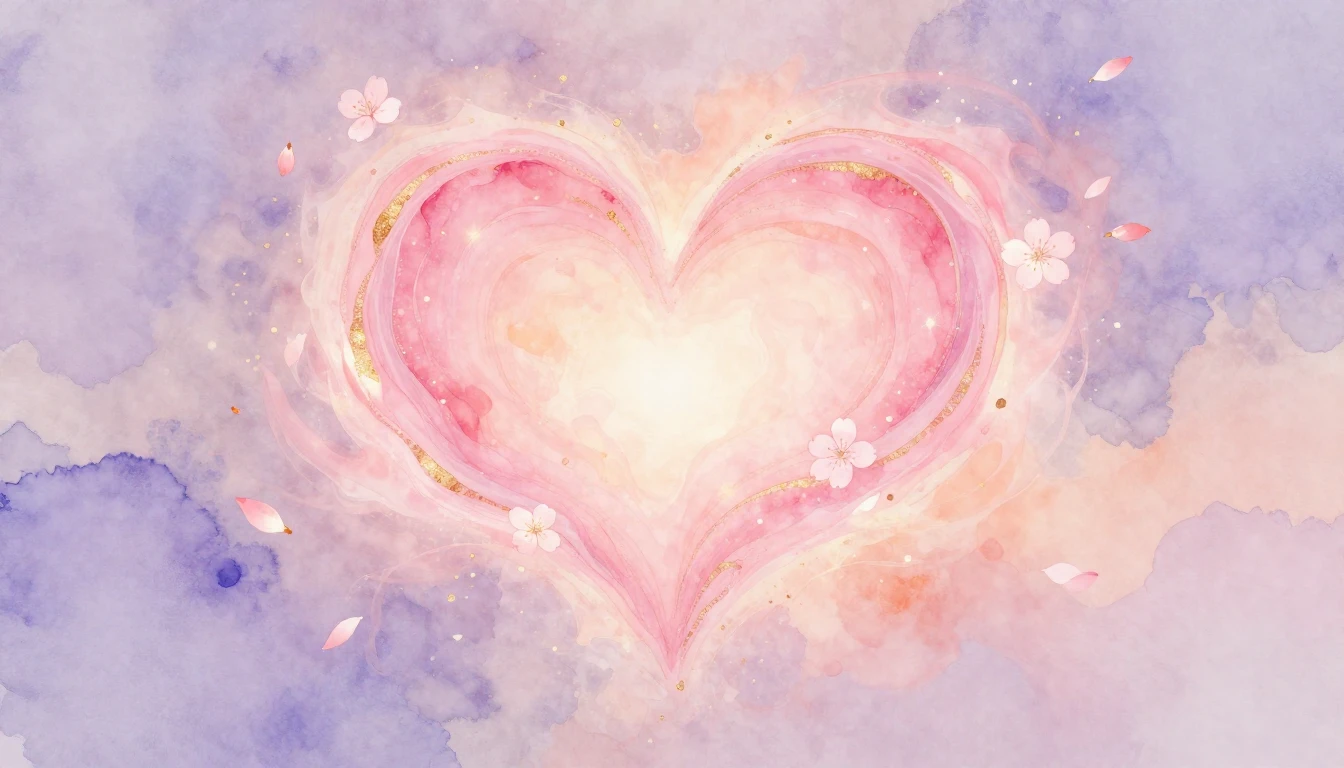 A soft and ethereal watercolor painting depicting a glowing ...