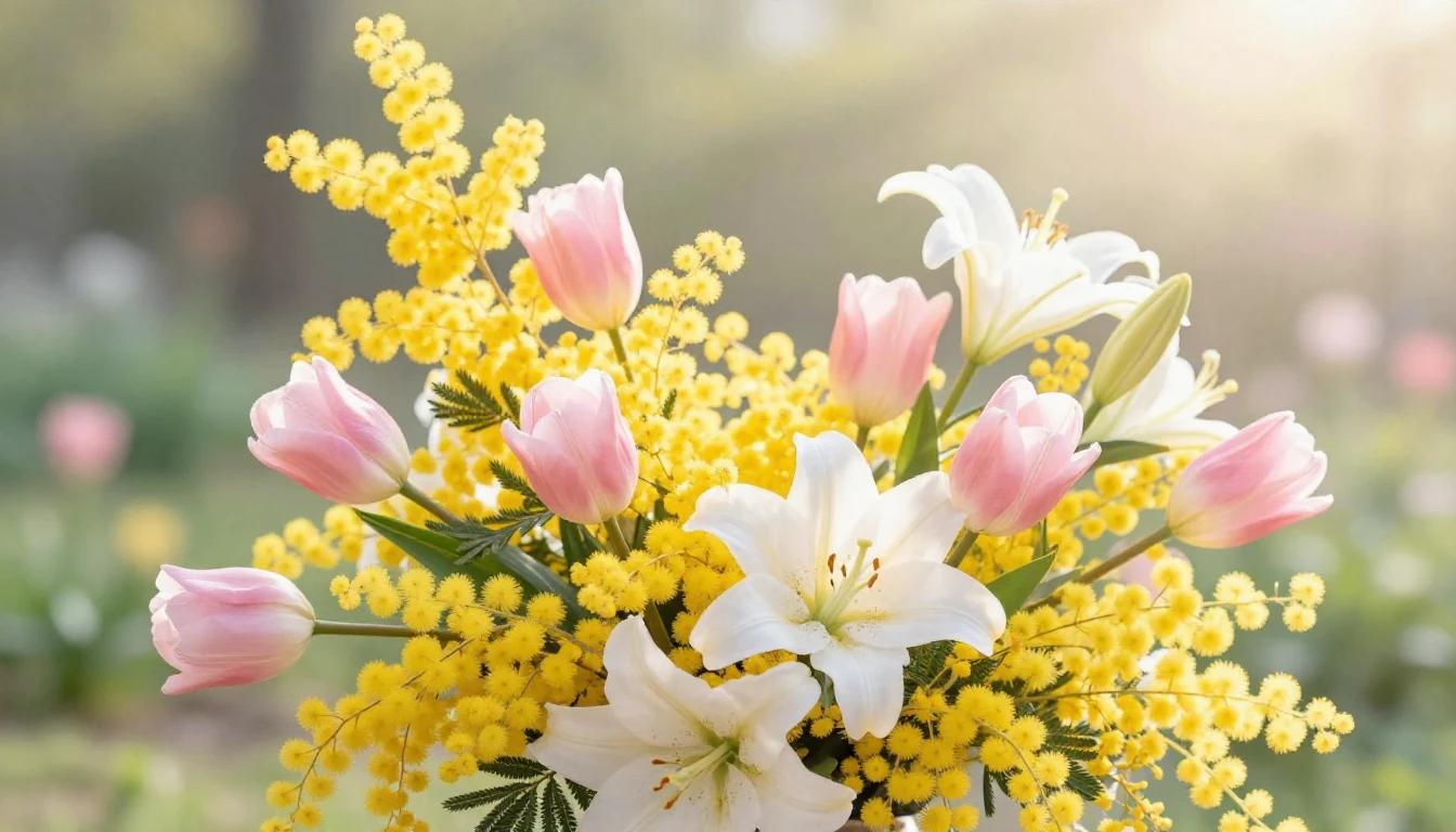 A beautiful and vibrant floral arrangement featuring bright ...