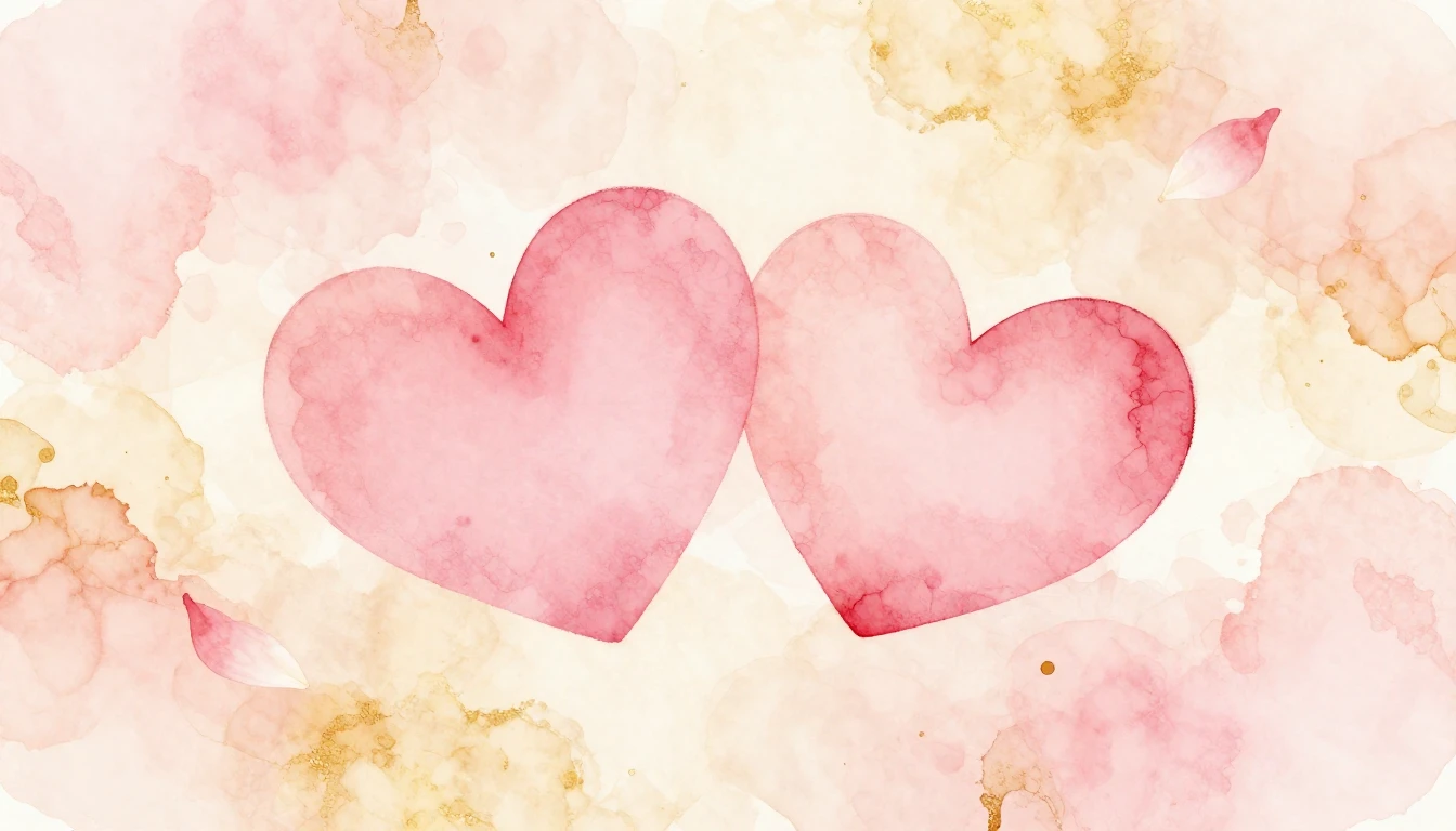 A beautiful watercolor illustration of two soft pink hearts ...