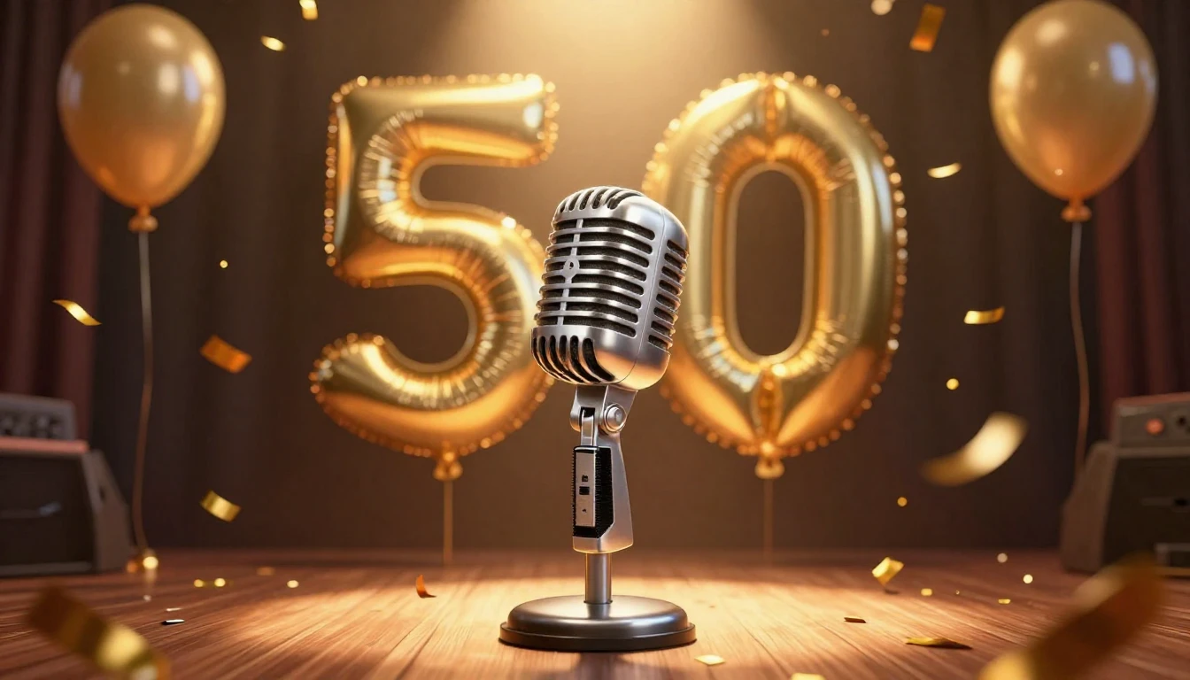 A vibrant and celebratory digital art composition for a musi...