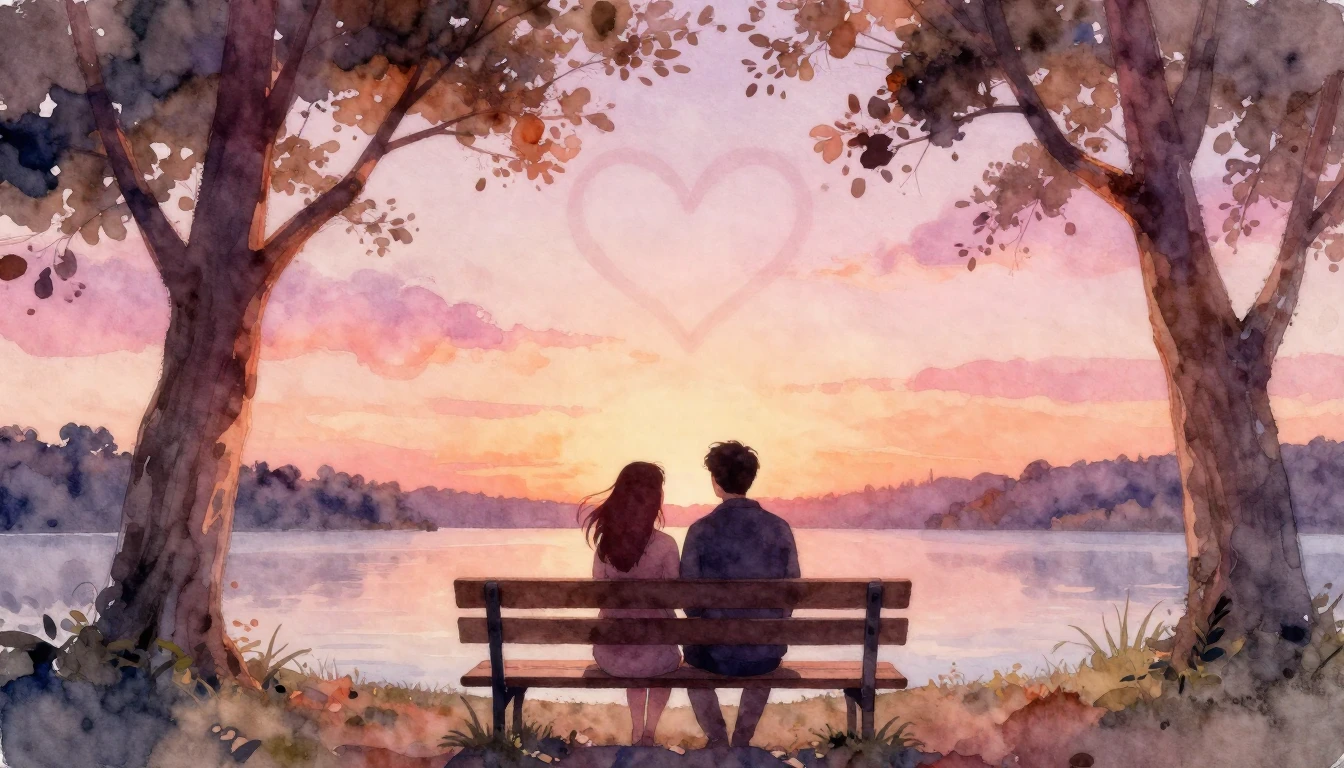 A romantic and dreamy watercolor painting illustrating the c...