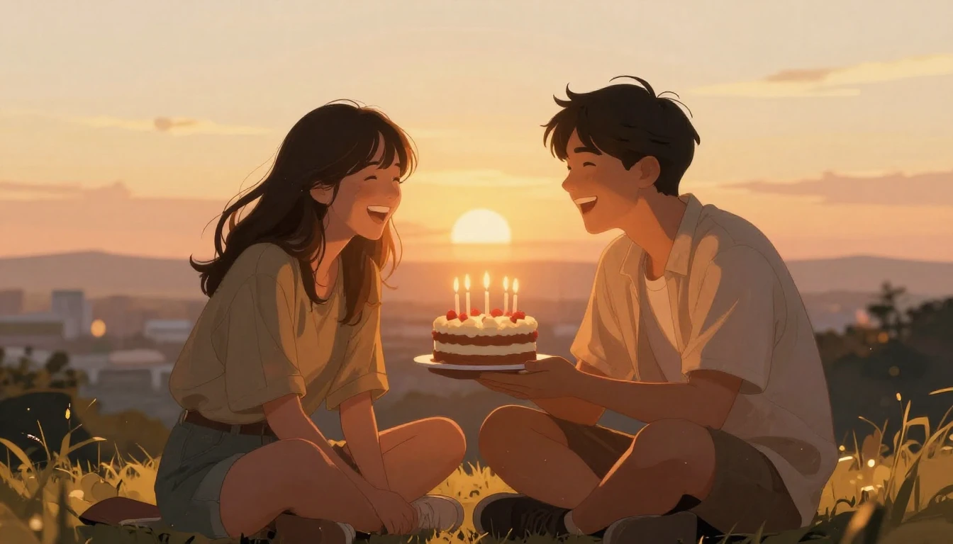 A warm and nostalgic illustration of two friends sitting on ...