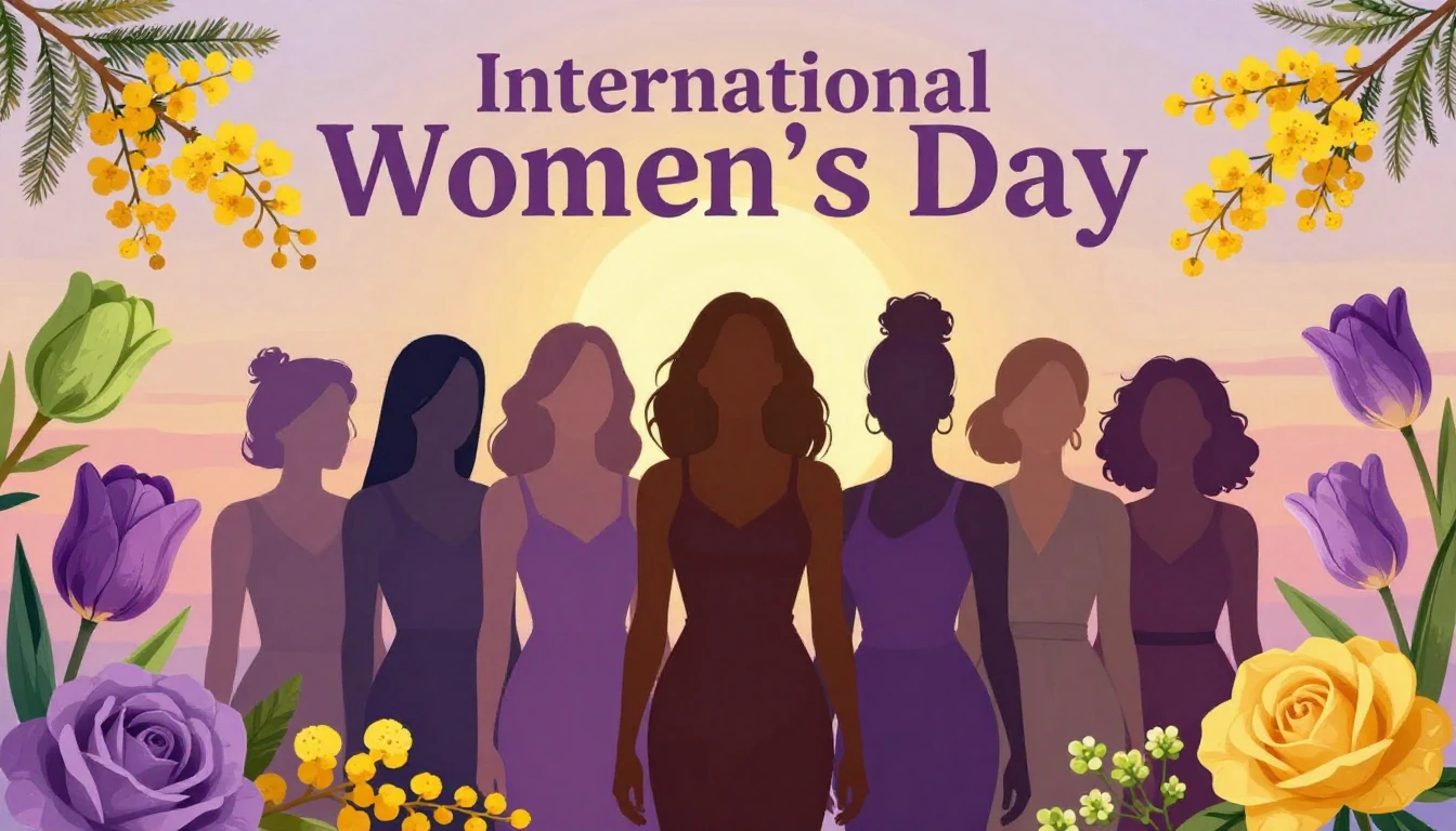 A vibrant and artistic representation of International Women...