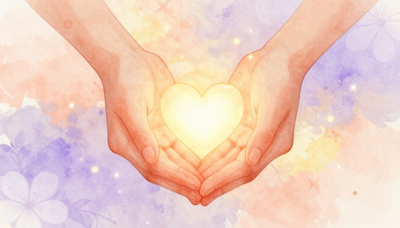 A beautiful watercolor illustration depicting two hands gent...