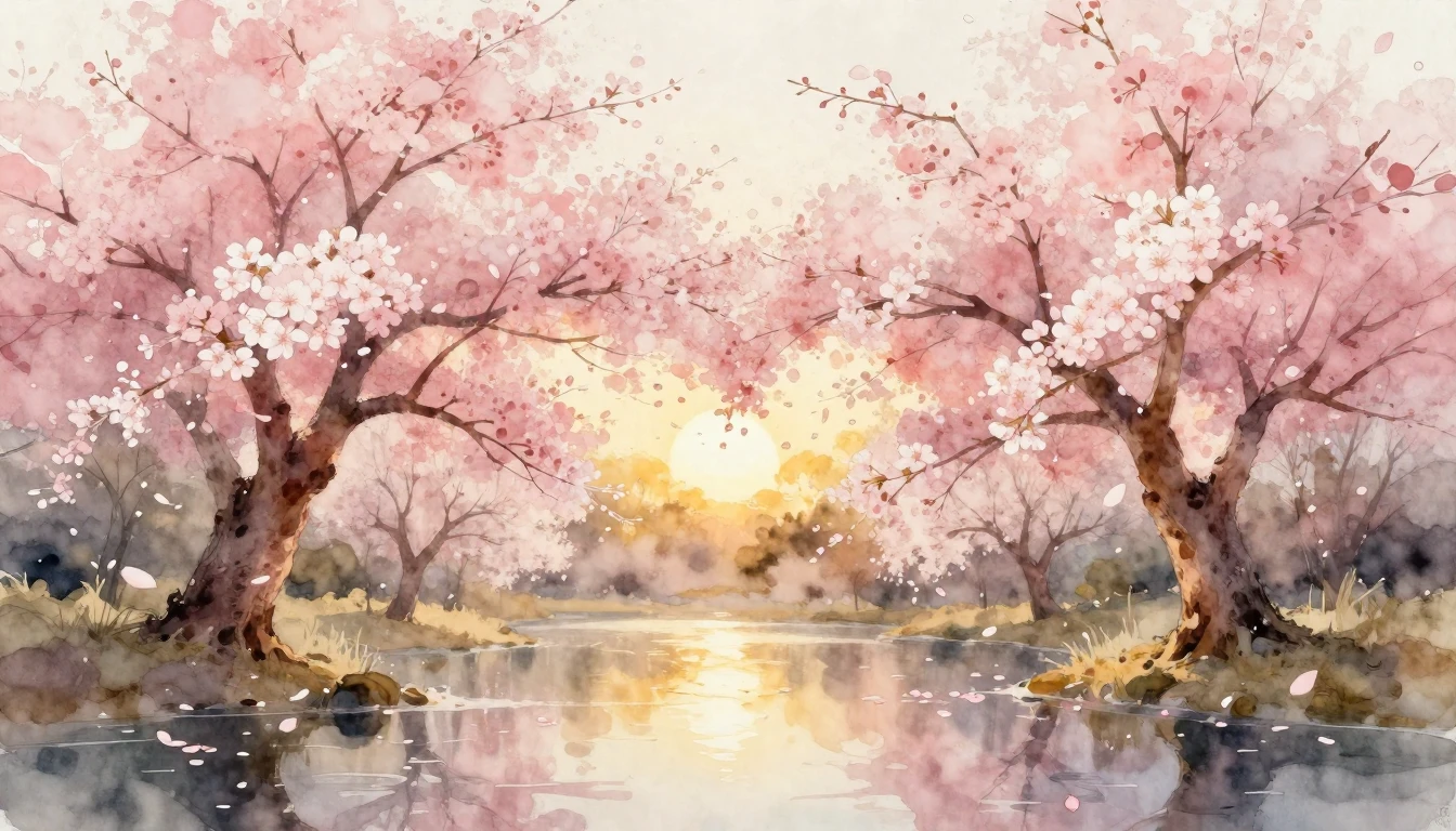 A beautiful and ethereal watercolor painting of two intertwi...