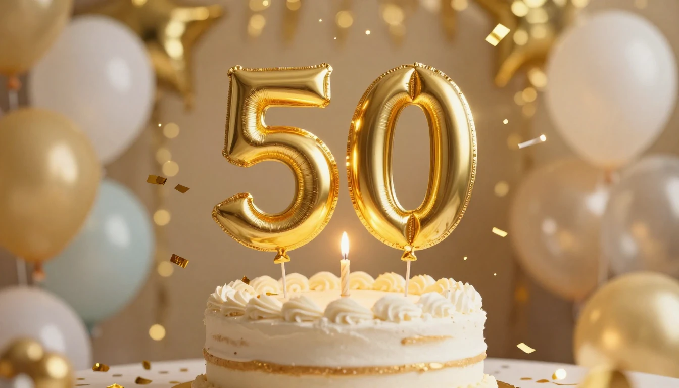 A festive and elegant birthday celebration concept art. In t...