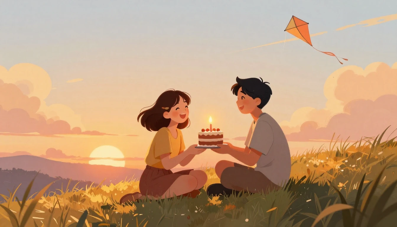 A warm and nostalgic illustration of two friends sitting on ...