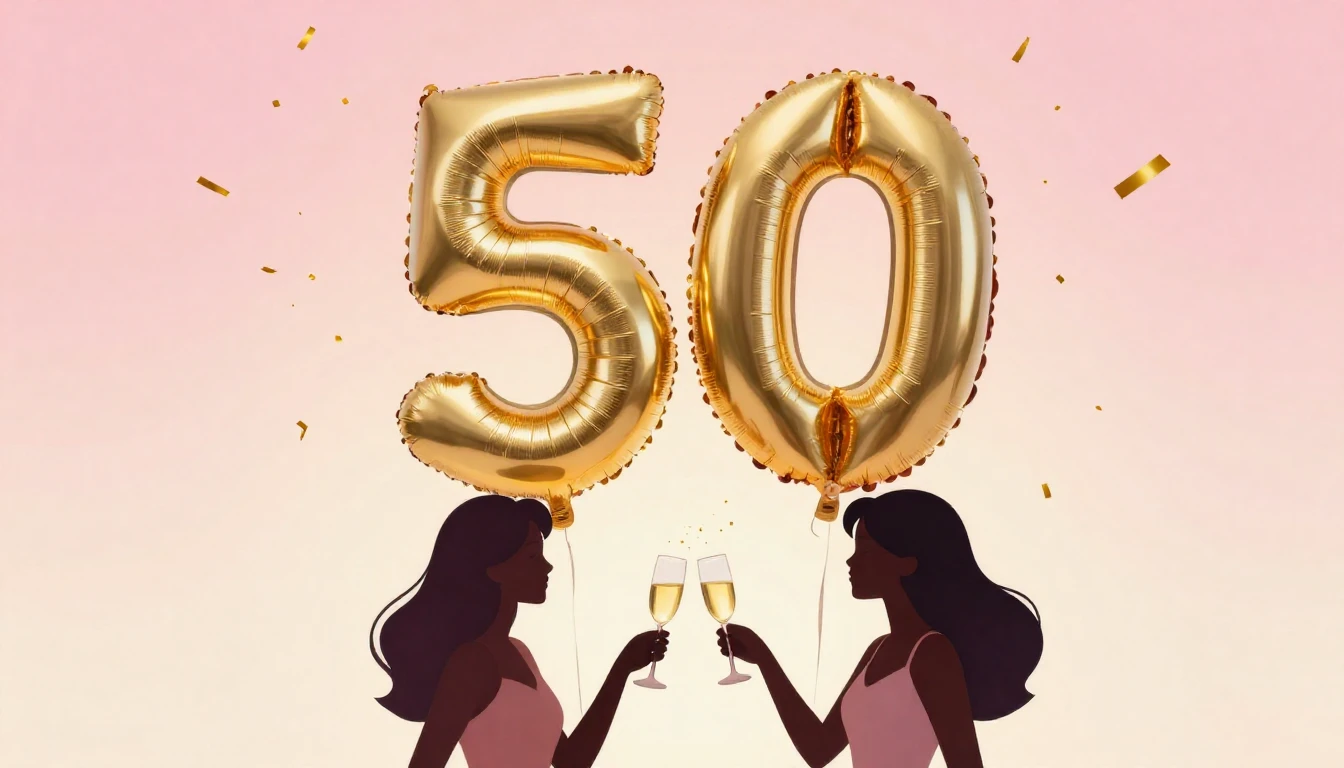 A vibrant and elegant album cover celebrating a 50th birthda...