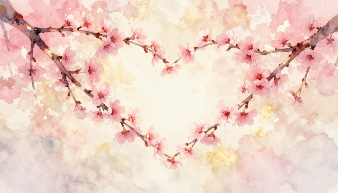 A beautiful and delicate watercolor painting of two intertwi...