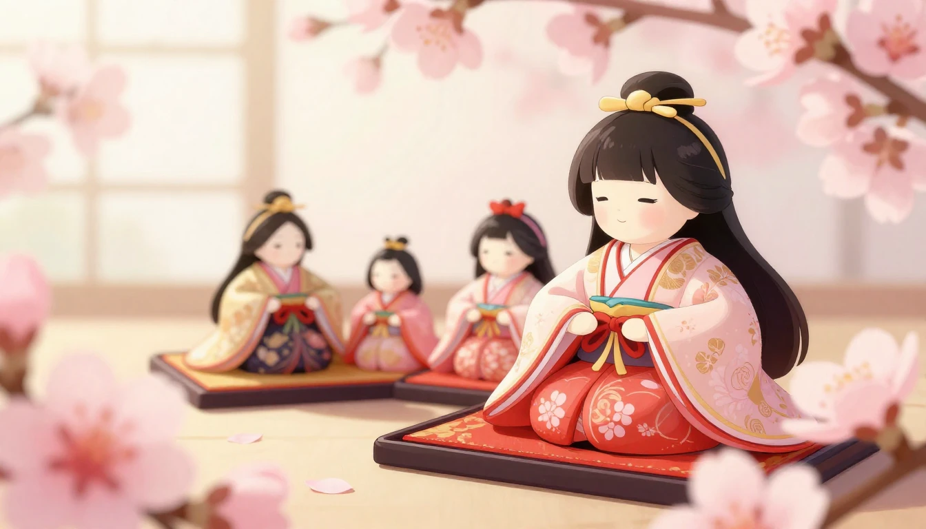A heartwarming and gentle illustration for Hinamatsuri (Doll...