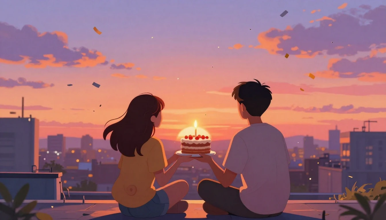 A vibrant and heartwarming illustration of two friends sitti...