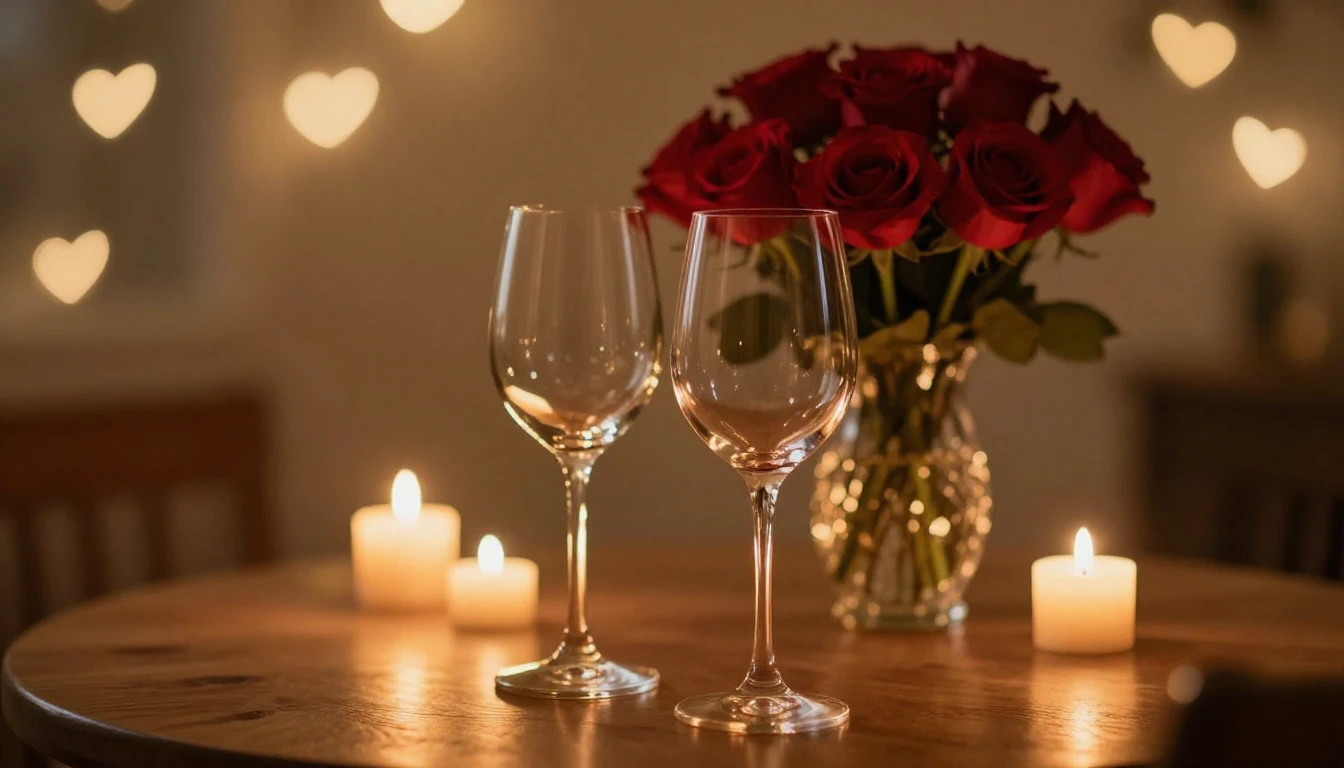 A breathtakingly romantic scene featuring two elegant wine g...