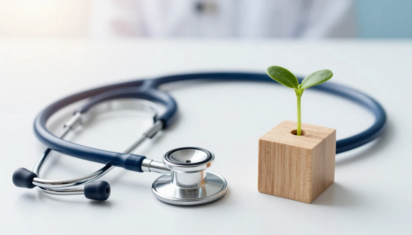 A serene and professional medical-themed scene. A stethoscop...