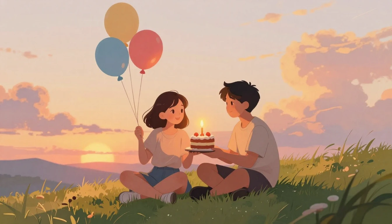 A heartwarming illustration of two friends sitting side by s...