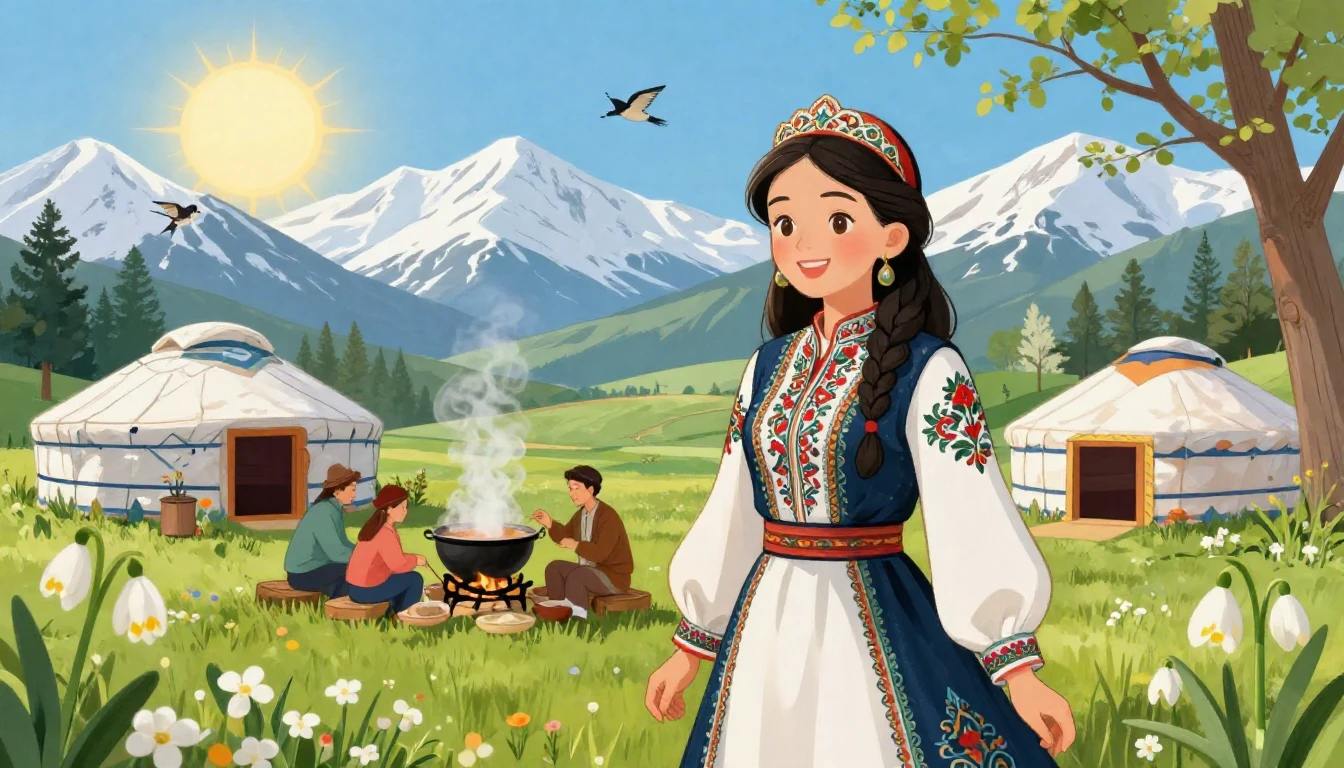 A vibrant and joyful illustration of the traditional Nooruz ...