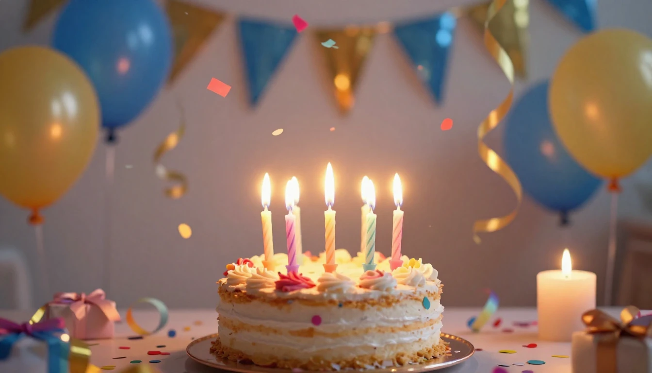 A vibrant and energetic birthday celebration scene featuring...