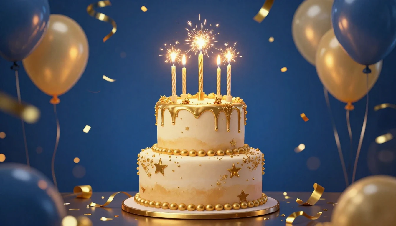 A luxurious and festive birthday jubilee concept art. Center...