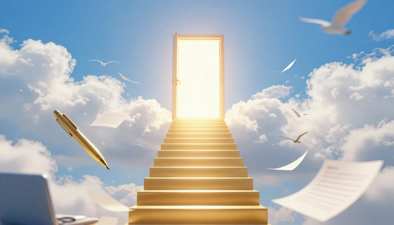 A conceptual digital art piece representing career success a...