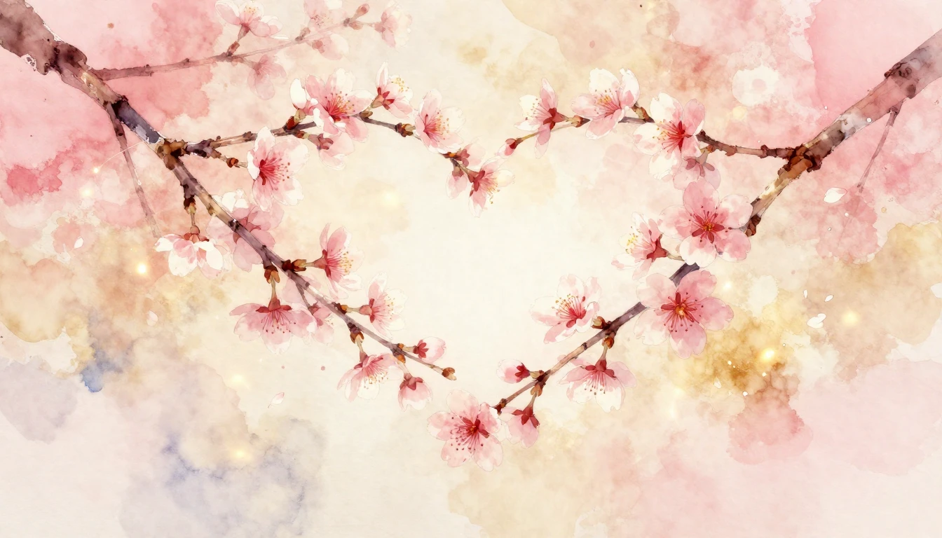 A beautiful and delicate watercolor painting of two intertwi...