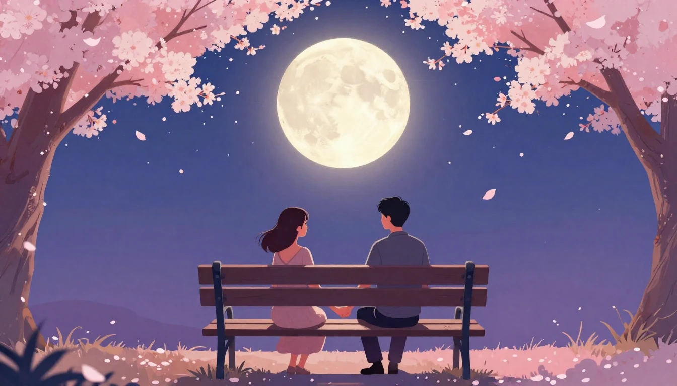 A romantic artistic illustration of a couple holding hands o...