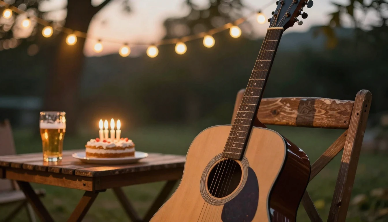 A warm and inviting scene of a birthday celebration outdoors...