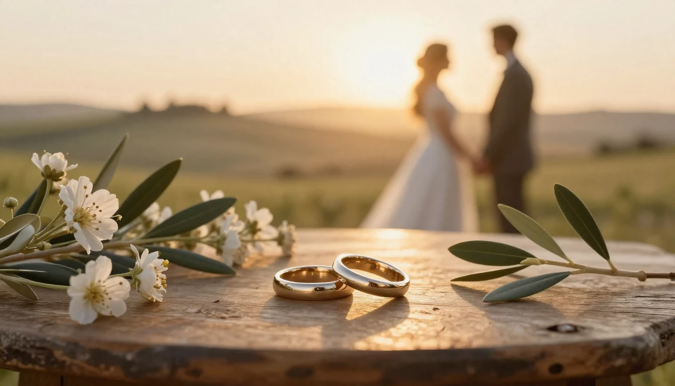 A romantic and dreamy scene depicting two intertwined weddin...