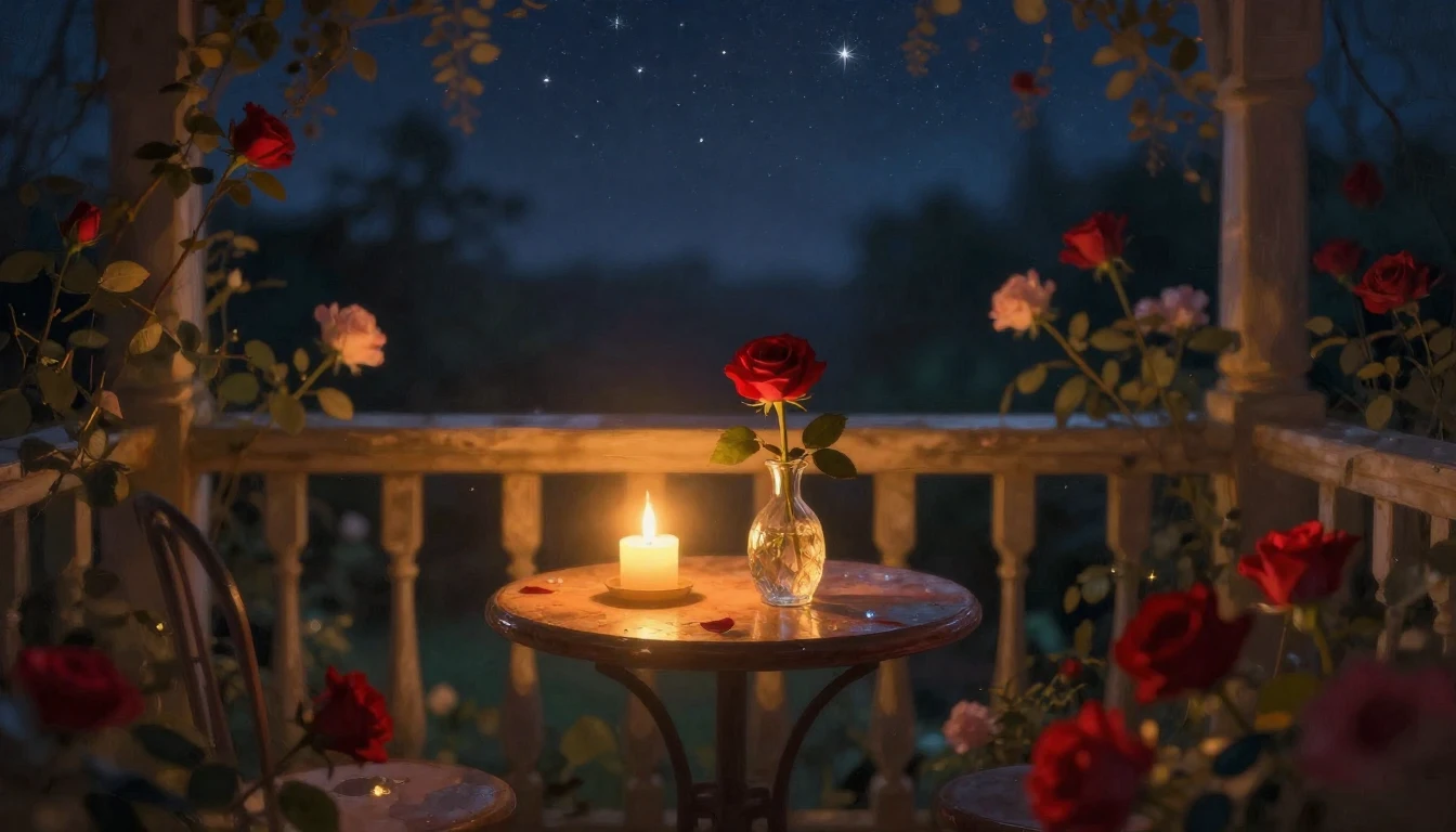 A dreamy, impressionistic scene of a quiet balcony overlooki...